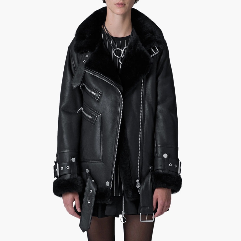 The Arrivals Moya III Oversize Leather & Genuine Shearling Jacket